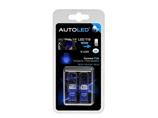 LED T10 Bleu (W5W) ampoule LED interieur voiture Bleu / 6 LEDS