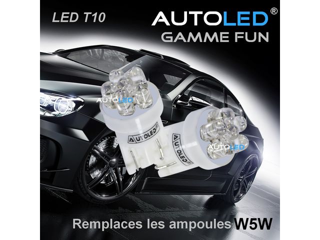 Ampoules LED W5W BLANC (la paire) T10 6 LEDS FISHER, AUTOLED de AUTOLED :  informations et documentations