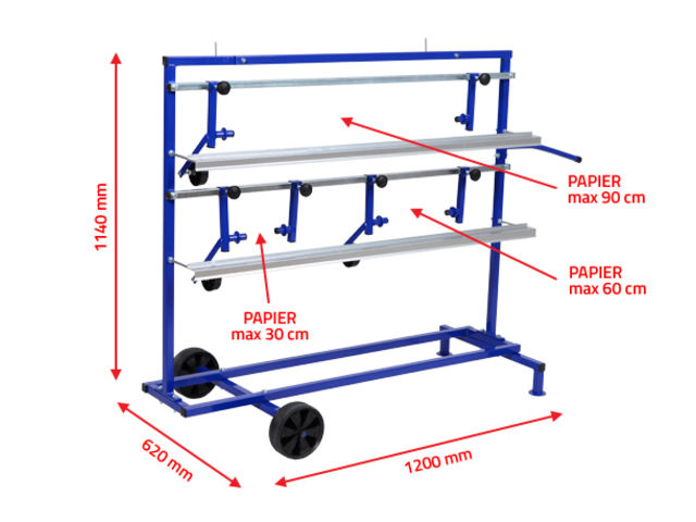 Chariot de marouflage pour 3 rouleaux de papier de 30 à 90cm : NTools SPM 3  de APP SP Z O.O. : informations et documentations