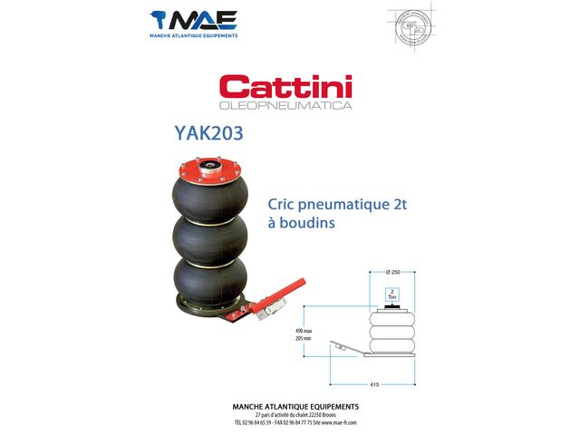 / Cric pneumatique à 3 boudins 2 t > Equipement