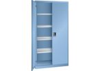 Armoire à 2 portes battantes en tôle pleine charnière, 4 rayons | KEY Lock Bleu clair RAL 5012