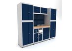 Établi d'atelier industriel 2480 mm PRACO M T17 - Plateau en hêtre massif - Éclairage LED - Tiroirs et armoire MW Tools PRAM2480T17