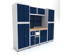 Établi d'atelier industriel 2480 mm PRACO M T17 - Plateau en hêtre massif - Éclairage LED - Tiroirs et armoire MW Tools PRAM2480T17