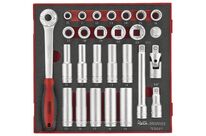 Jeu de douilles Foam2 tray 1/2&amp;#039;&amp;#039; 10- 24mm 27 pièces Teng Tools TED1227
