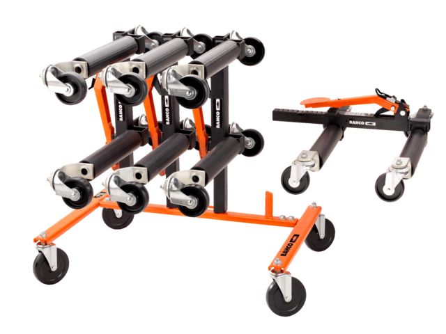 Lot de 4 chariots de manutention véhicule (type Gojack) + Rack de rangement OFFERT