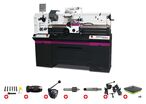 Tour à métaux hauteur des pointes 165 mm entre-pointes 1000 mm alésage 38 mm 1,5 kW 400V avec accessoires essentiels Optiturn TM3310D PACK