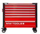 Servante d&#039;atelier 7 tiroirs rouge et noire extra large 960 mm finition haute qualité avec plan de travail en acier inoxydable MW Tools GWB307