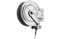 Enrouleur d&#039;eau chaude 18 m Ø 3/8 200 bars Inox 304 avec enroulement automatique et support mural fixe Raasm RA.8432.302