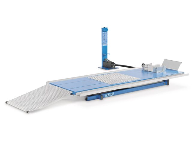 Pont moto hydropneumatique 500 kg table 2200x700mm OMCN O196/PI