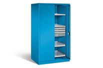 Armoire à charges lourdes avec 2 portes escamotables, 2 rayons et 3 tiroirs | KEY Lock RAL 5012