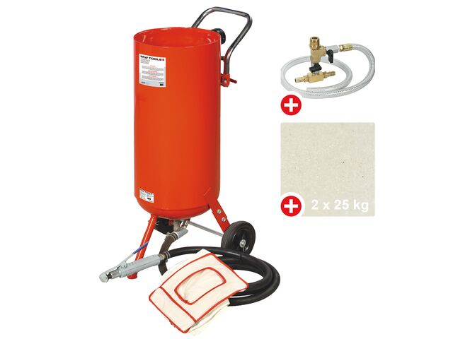 Sableuse mobile pro 75L + kit bicarbonate de soudage et 50kg d&#039;abrasifs MW Tools CAT02010PACK2