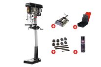 Perceuse à colonne professionnelle jusque ø 20 mm CM2 600W 230V + étau de perçage jeu de boulons jeu mêches aérosol Torros DF20M PACK