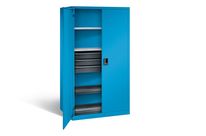 Armoire à 2 portes battantes, 2 rayons, 3 tiroirs et 2 rayons extensibles |  KEY Lock RAL 5012