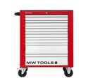 Servante d&#039;atelier 7 tiroirs rouge et grise robuste en acier soudé verrouillable roues ø125 mm MW Tools GW107G
