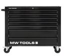 Servante d&#039;atelier 7 tiroirs noire extra large 1135 mm avec verrouillage intégré dans la poignée roues ø125 mm MW Tools GW307B