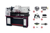 Tour à métaux hauteur des pointes 165 mm entre-pointes 830 mm alésage 38 mm 1,5 kW 400V avec accessoires essentiels Optiturn TH3309 PACK