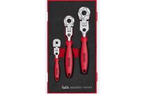 Set de clés à cliquets avec tête flexible Foam1 tray 1/4- 3/8- 1/2 3 pièces Teng Tools TEA7203
