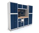 Établi d'atelier industriel 2480 mm PRACO M T17 - Plateau en hêtre massif - Éclairage LED - Tiroirs et armoire MW Tools PRAM2480T17