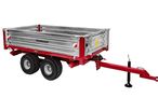 Remorque double essieu 2500 kg pour Micro-Tracteur - Benne galvanisée basculante hydraulique - 2400 x 1250 x 400 mm - Attelage anneau ø50 mm Torros AHRT2506H