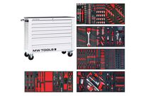 Servante d&#039;atelier complète large, blanche XL 514 outils MW Tools MWE512G3W