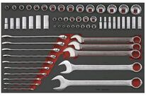 Douilles et jeu de clés mixtes AF Foam4x4 tray 1/2- 1/4- 3/8 62 pièces Teng Tools TTEAF62