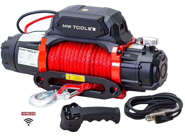 Treuil électrique 12V 5443 kg câble 26m synthétique télécommande sans fil MW Tools SEL550012SR