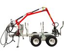Remorque à bois forestière double essieu avec assistance à la traction 2000 kg et grue hydraulique de 3,4 m - Moteur essence 9ch Torros AHR2005HWG