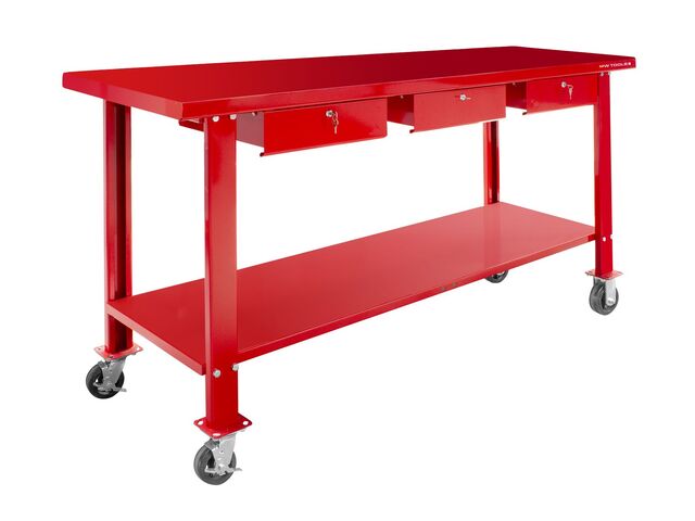 Etabli 200 cm avec roues et 3 tiroirs MW Tools DER2000R
