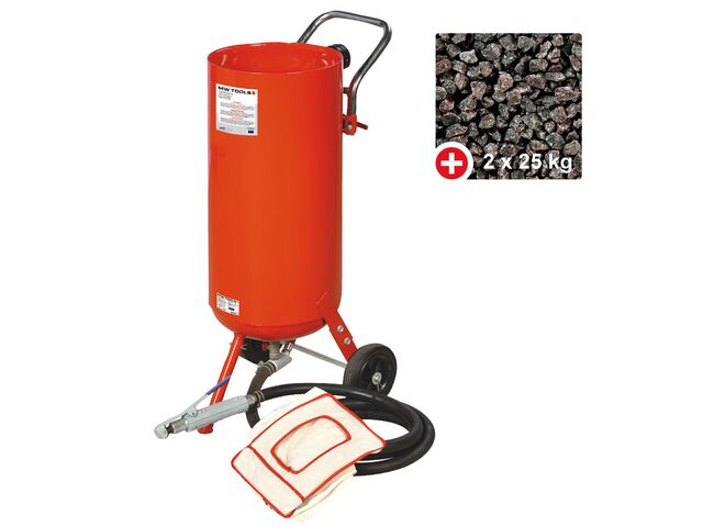 Sableuse mobile pro 75L + 50 kg d'abrasifs usage unique MW Tools CAT02010PACK1