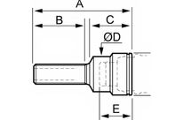 Prise rallonge filetée mâle cylindrique | PREVOST