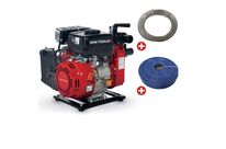 Pack Pompe à eau thermique essence 10.000 L/h 2 CV raccord 1,5 avec tuyau d&amp;#039;aspiration 5 m et tuyau de refoulement 50 m MW Tools WP1000SET