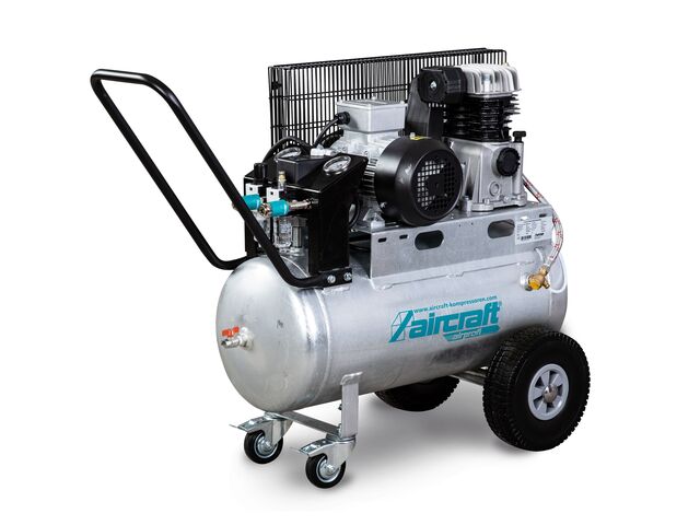 Compresseur mobile à entraïnement par courroie à huile cuve galvanisée 50 L 3 kW / 4 Ch 10 bars 400 l/min 400V Aircraft AIRPROFI 503/50P