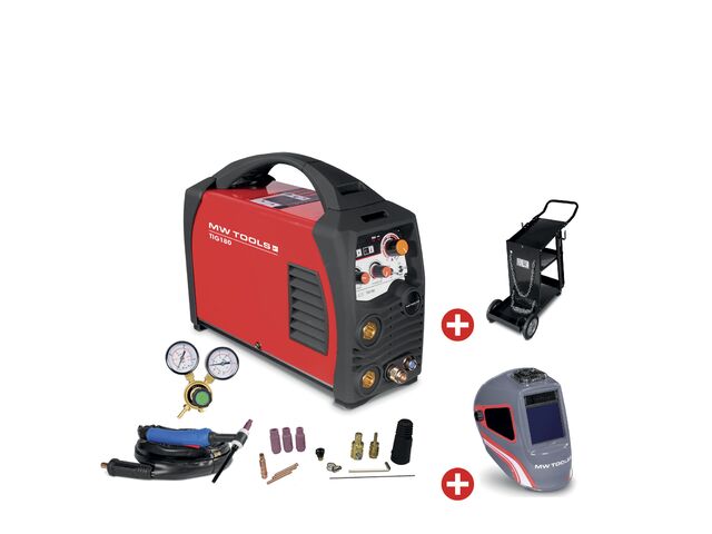 Pack poste à souder inverter TIG 180A DC + masque et chariot de soudage MW Tools PACKTIG180