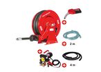 Pack enrouleur Diesel 15 m Ø 3/4 20 bars Acier peint avec pompe 24 V pistolet et tuyaux MW Tools SHD3415 SET3 24