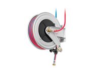 Enrouleur industriel pour soudure acétylène 15 m Ø 3/8 20 bars Acier laqué avec enroulement automatique et support mural fixe Raasm RA.8530.705