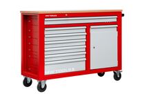 Servante d&#039;atelier 7 tiroirs + 1 armoire rouge et grise extra large 1260 mm avec plan de travail stratifié MW Tools GW107K