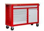 Servante d'atelier 7 tiroirs + 1 armoire rouge et grise extra large 1260 mm avec plan de travail stratifié MW Tools GW107K