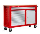 Servante d&#039;atelier 7 tiroirs + 1 armoire rouge et grise extra large 1260 mm avec plan de travail stratifié MW Tools GW107K