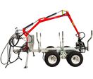 Remorque à bois forestière double essieu avec assistance à la traction 2000 kg et grue hydraulique de 3,4 m - Moteur essence 9ch Torros AHR2005HWG