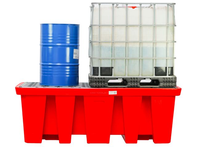 Bac de rétention en PE 2340x1300x750mm - avec grille - cap. 2200L MW Tools OPB2IBC