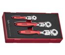 Set de clés à cliquets avec tête flexible Foam1 tray 1/4- 3/8- 1/2 3 pièces Teng Tools TEA7203