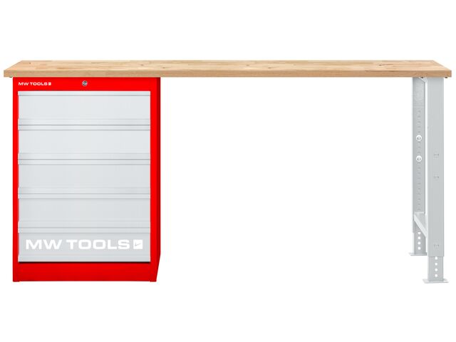 Établi modulaire Rubberwood avec armoire à tiroirs 5T 2000 mm MW Tools MOD20LP5R2