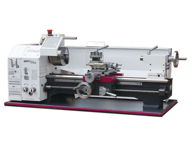 Tour à métaux d&#039;établi hauteur des pointes 125 mm entre-pointes 550 mm alésage 26 mm 0,75 kW 400V 6 vitesses Optiturn TU2506 400V