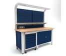 Établi d'atelier industriel 2000 mm PRACO W T51 - Plateau en hêtre massif - Éclairage LED - Tiroirs et armoire MW Tools PRAW2000T51
