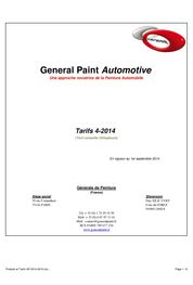 Liste et tarifs 2014-2015 General Paint Automotive France