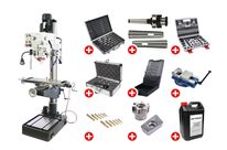 Perceuse-fraiseuse à colonne percer jusque ø 32 mm CM4/M16 1,5 kW 400V table croisée pompe avec les accessoires essentiels Torros PF40CP PACK PRO