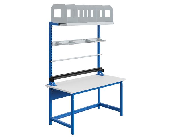 Poste de travail établi Logi avec châssis en acier soudé et plateau multiplex 28 mm 750 x 1500 mm Sofame LOD1500VMBIS