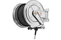 Enrouleur d&amp;#039;eau chaude 40 m Ø 3/8 200 bars Inox 304 avec enroulement automatique et support mural fixe Raasm RA.8562.301