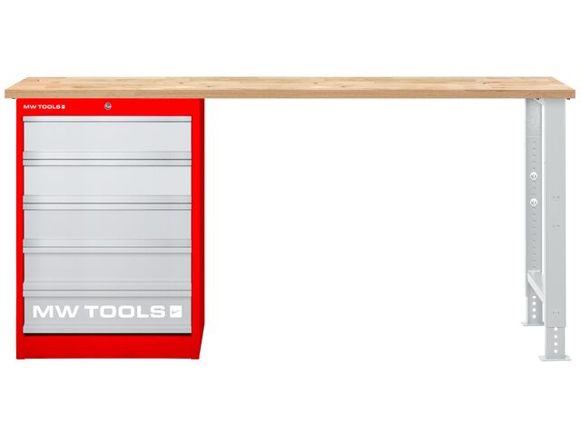Établi modulaire Rubberwood avec armoire à tiroirs 5T 2000 mm MW Tools MOD20LP5R