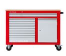 Servante d&#039;atelier 7 tiroirs + 1 armoire rouge et grise extra large 1260 mm avec plan de travail stratifié MW Tools GW107K